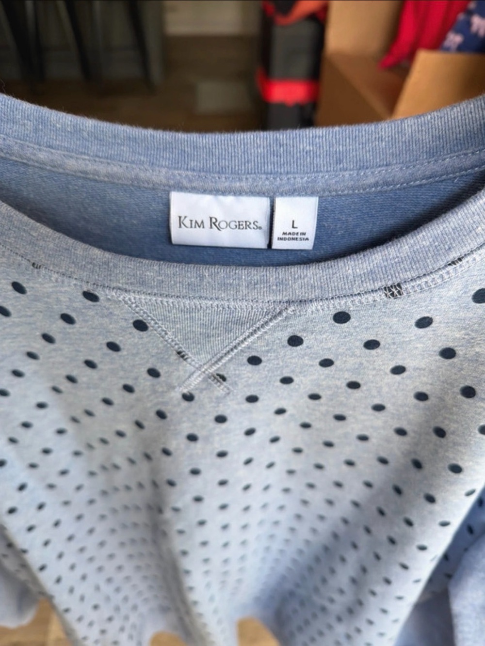 Kim Rogers Light Blue Polka Dot Crewneck Sweatshirt